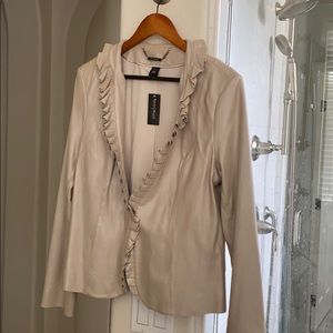 Leather jacket with cute collar